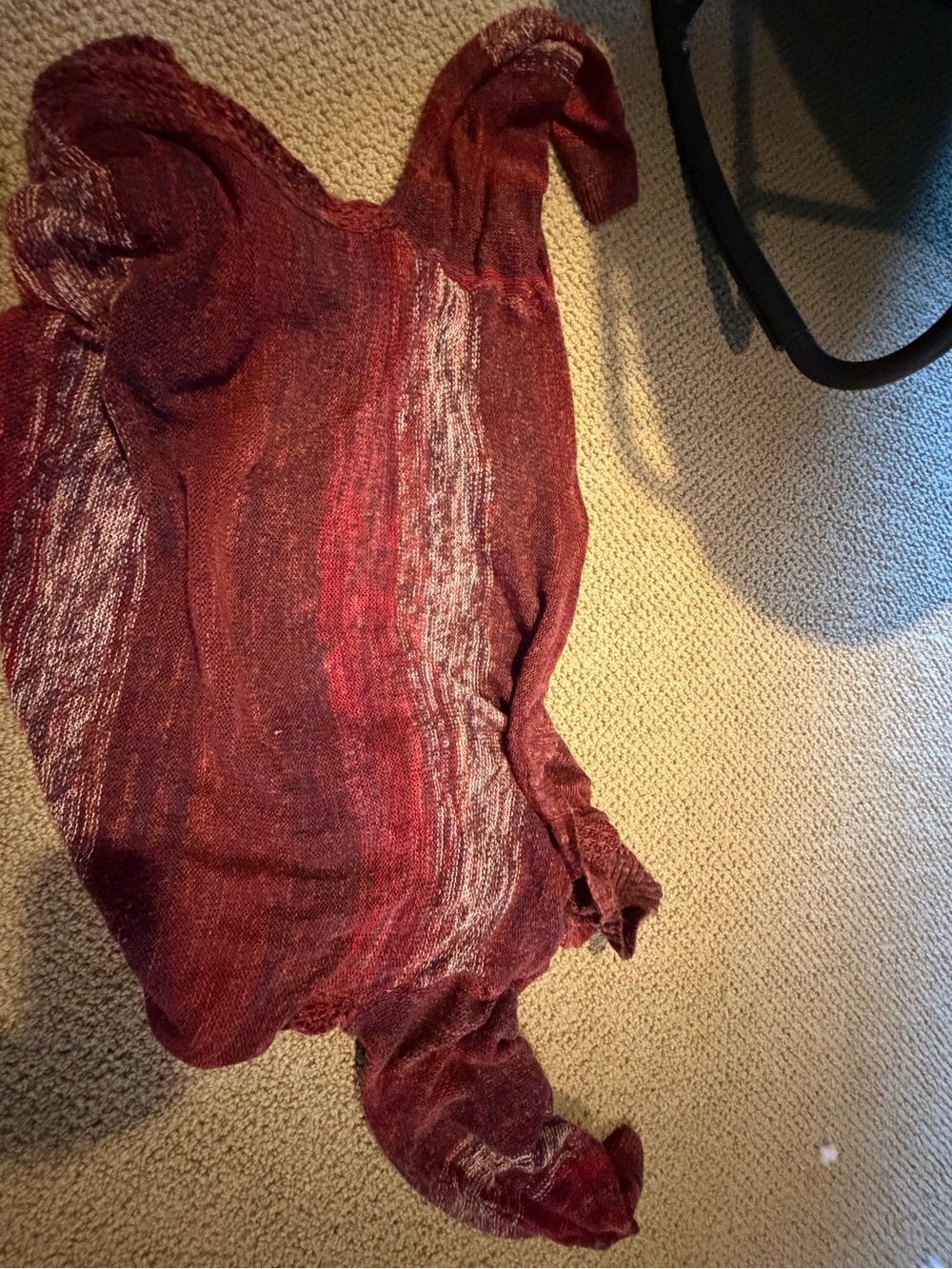 Women's Marled Burgundy Open-Front Cardigan Sweater